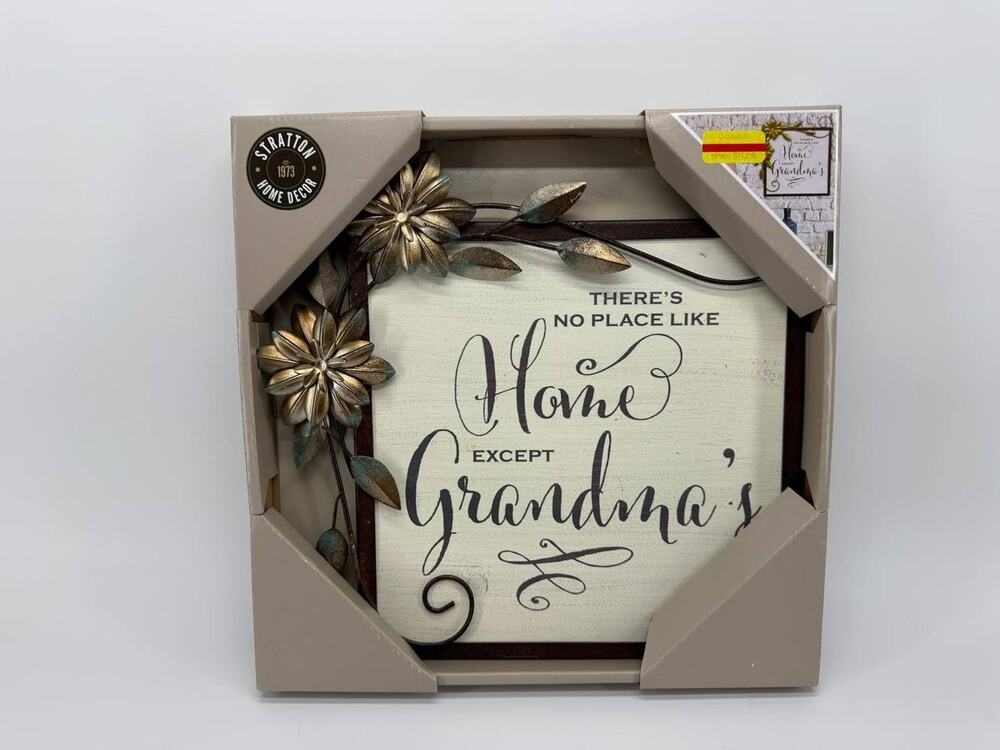 Stratton Home Decor Grandma's Home Floral Wood Metal Wall Sign 11.5" 1.40 lb New